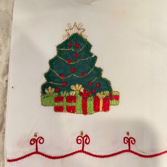 Festive Christmas Pillow & Embroidered Holiday Tea Towels Set - Picture 5 of 7